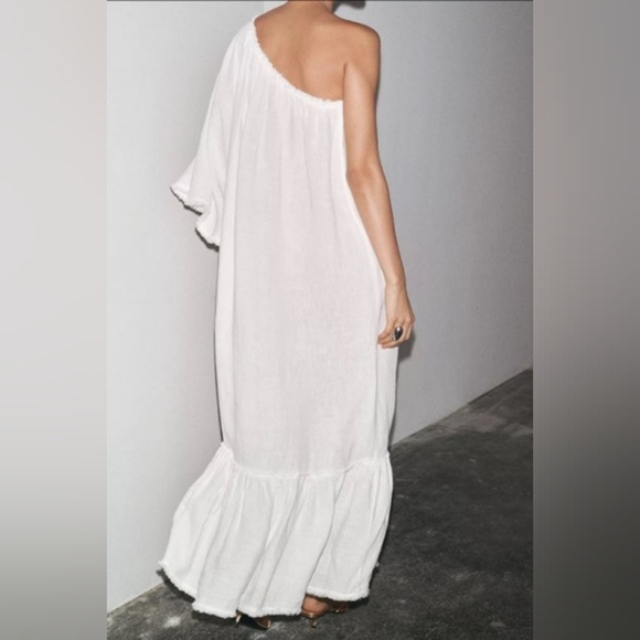 Zara ZW Collection 100% Linen Asymmetric Dress - Picture 2 of 7